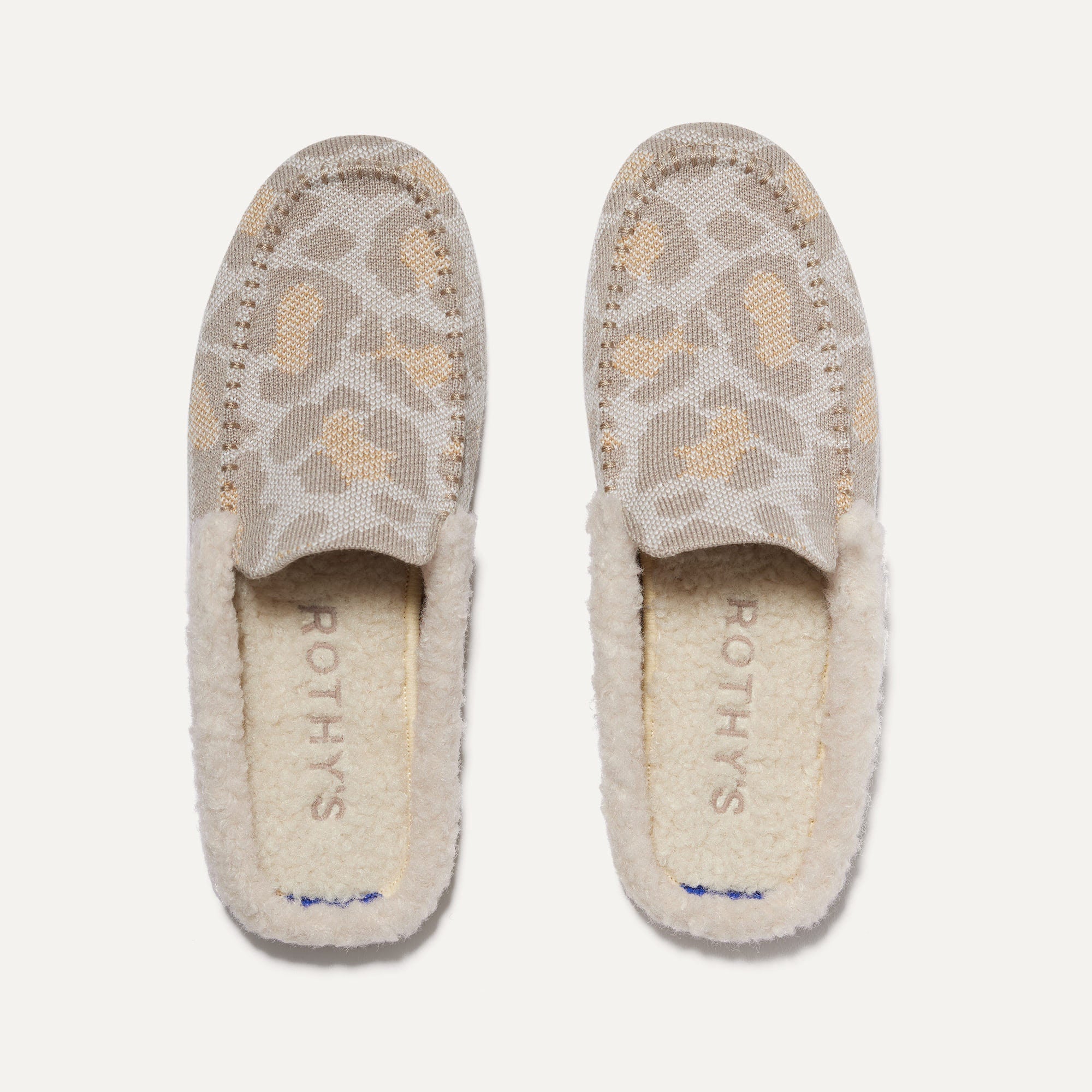 The Scuff Slipper in Cozy Cat shown from the top.