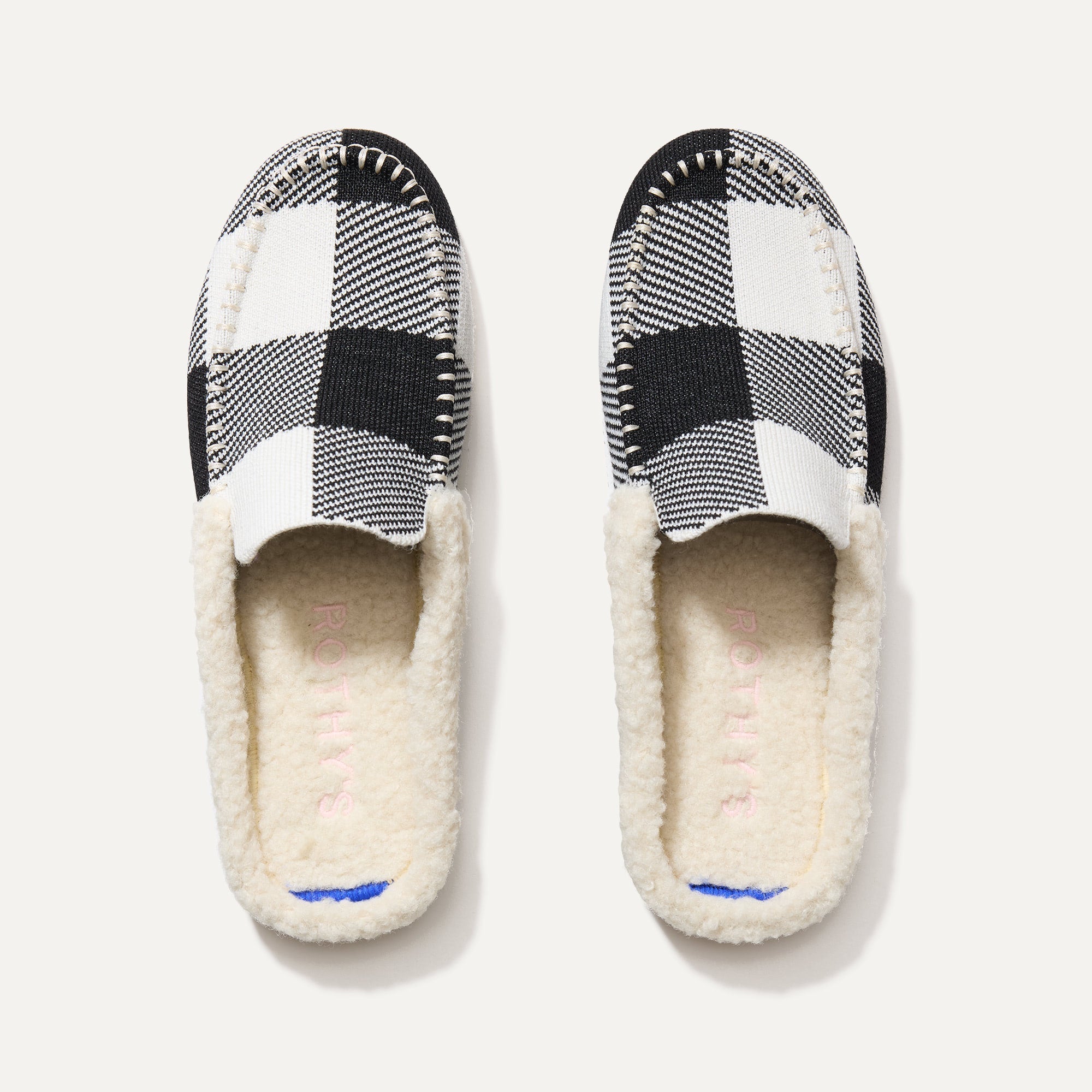 The Scuff Slipper in Black Buffalo Check shown from the top.