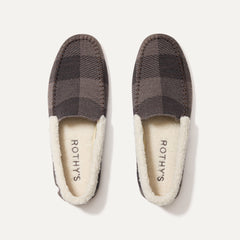 The Men's Slipper in Brown Buffalo Check shown from the top.