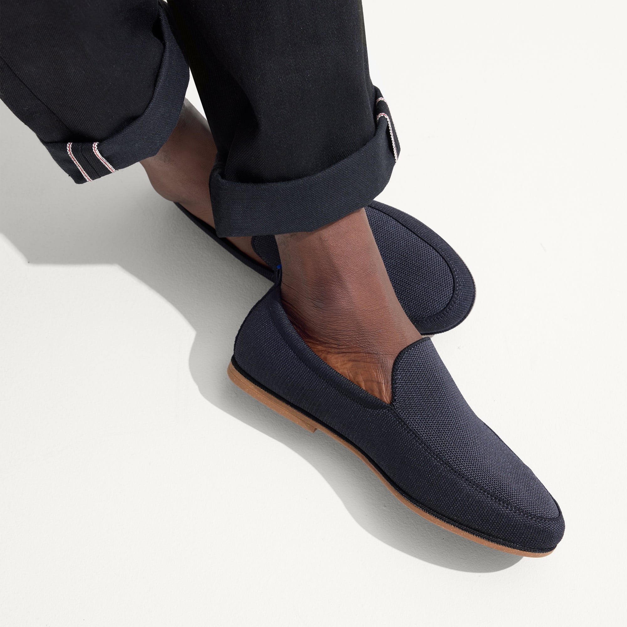 hover | Model wearing The Ravello Loafer in Navy.
