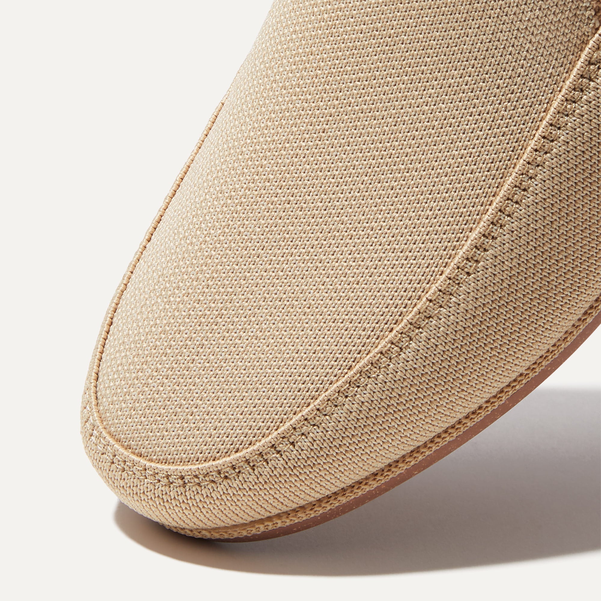Close up of the toe and vamp of The Ravello Loafer in Sand.