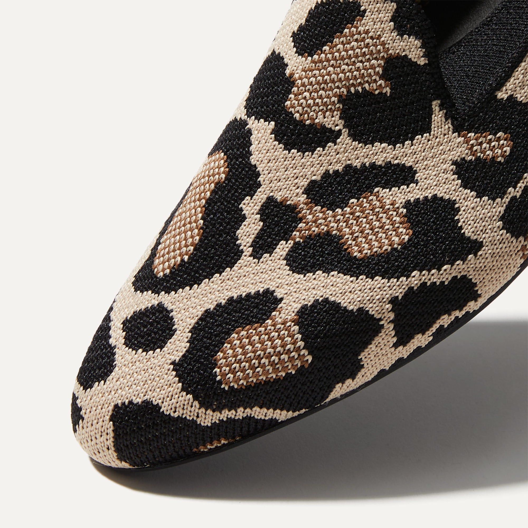 Close up of the toe and vamp of The Almond Loafer in Desert Cat.