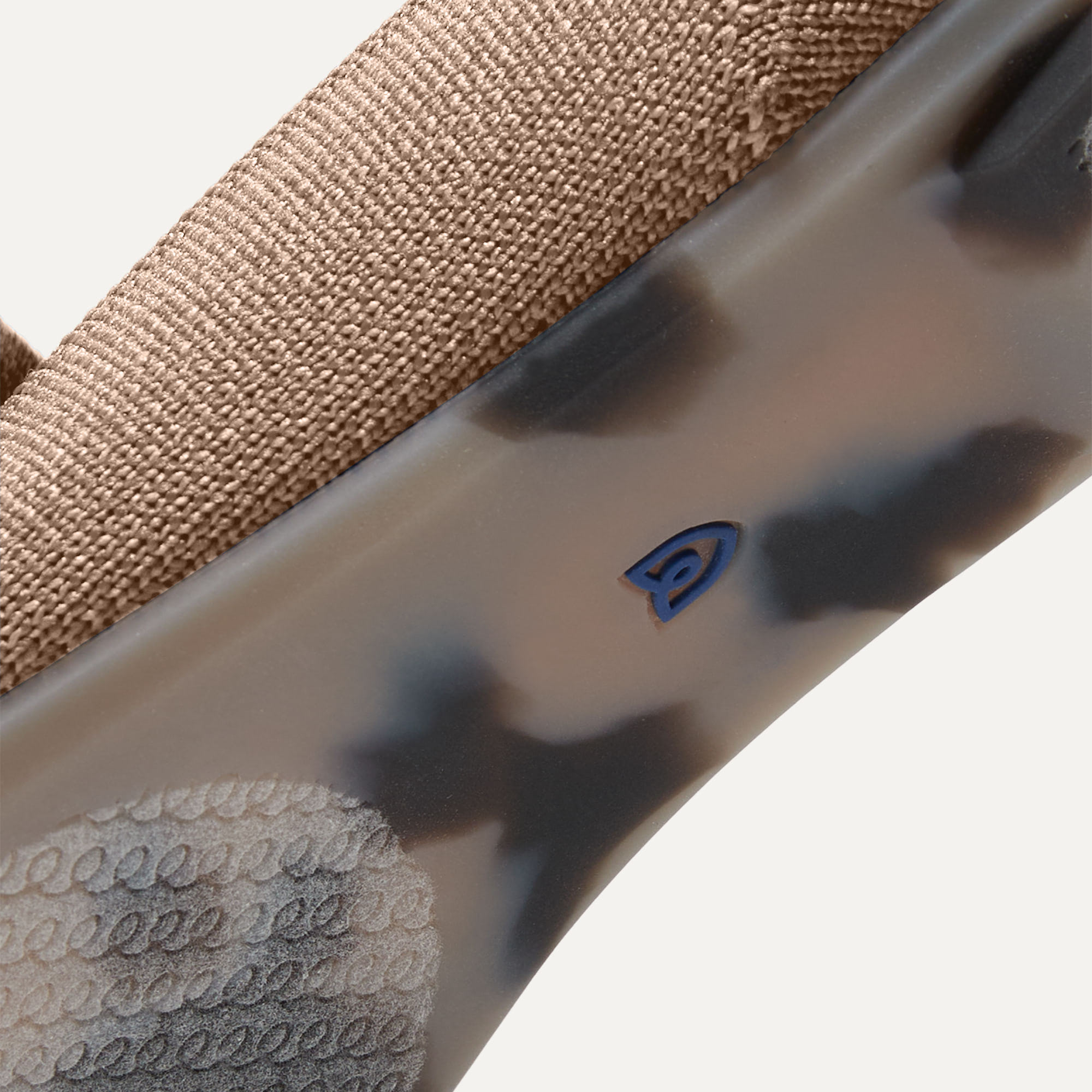 The sole of The Almond Loafer in Portobello shown in diagonal view.