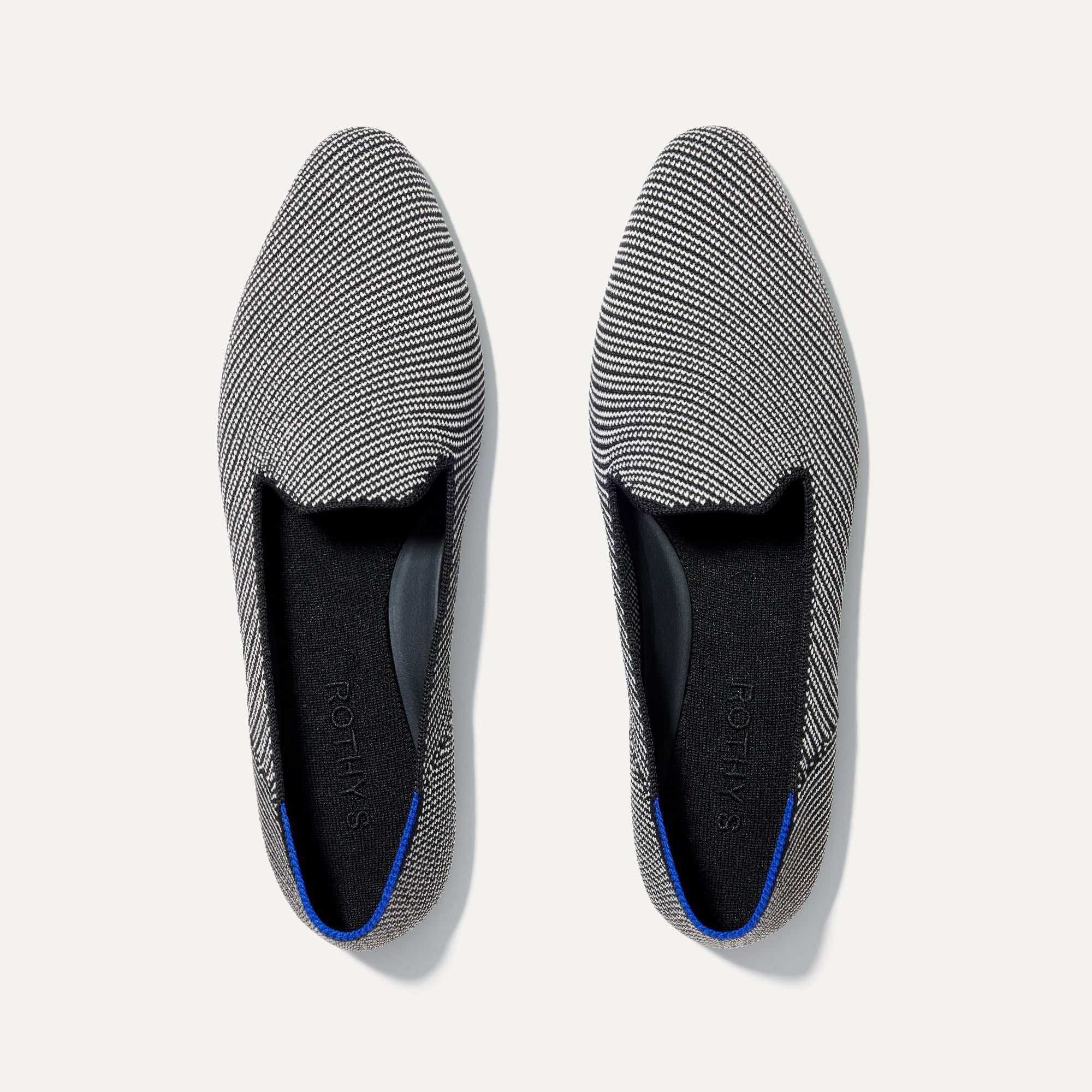 The Almond Loafer in Black Twill shown from the top.