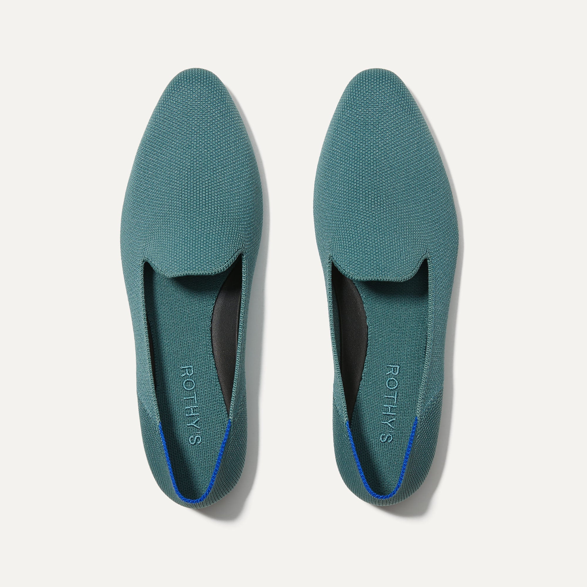 The Almond Loafer in Blue Sage shown from the top.