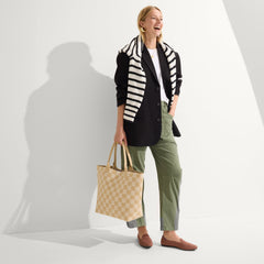 hover | Model holding The Lightweight Tote in Checker Sand.