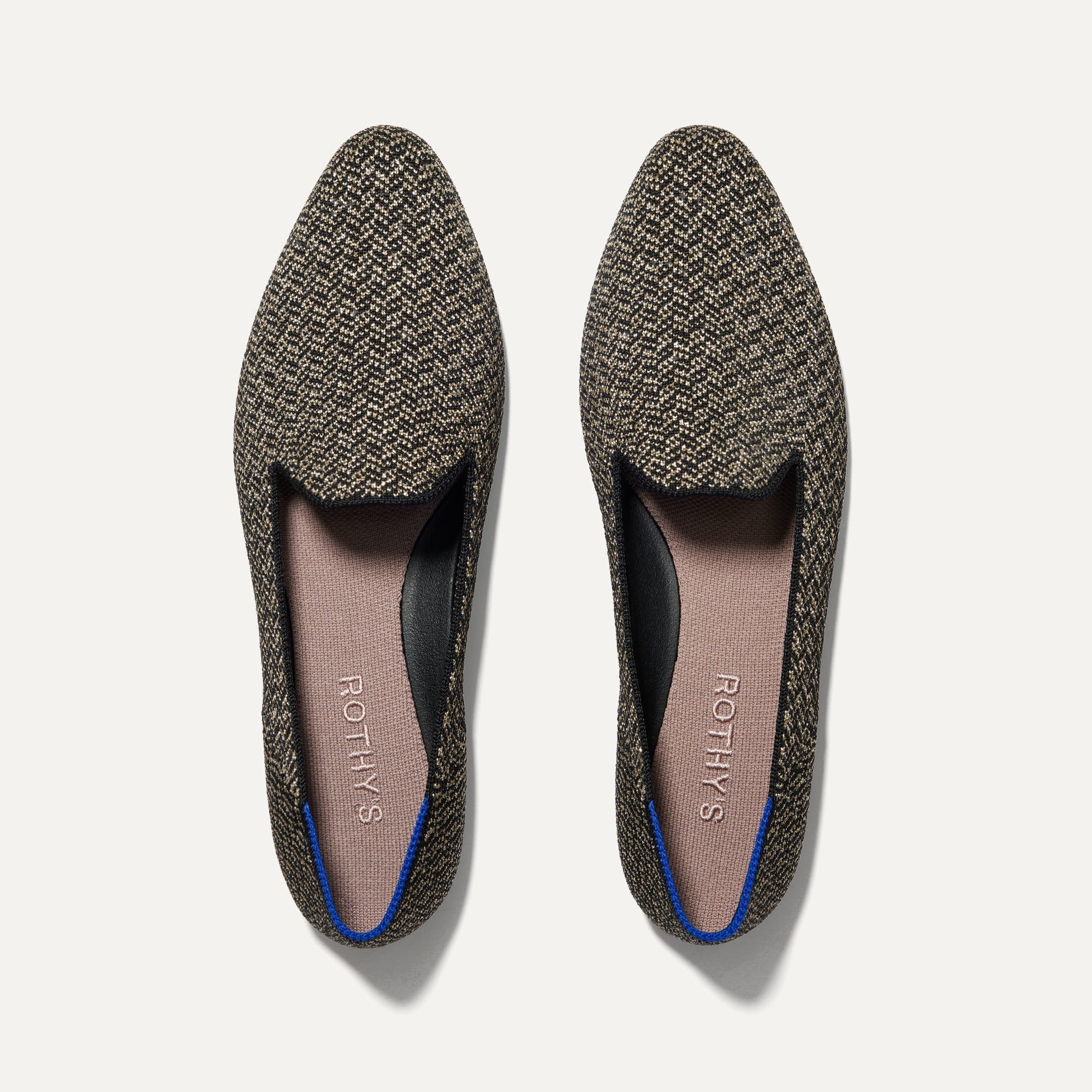 The Almond Loafer in Sparkle Herringbone shown from the top.