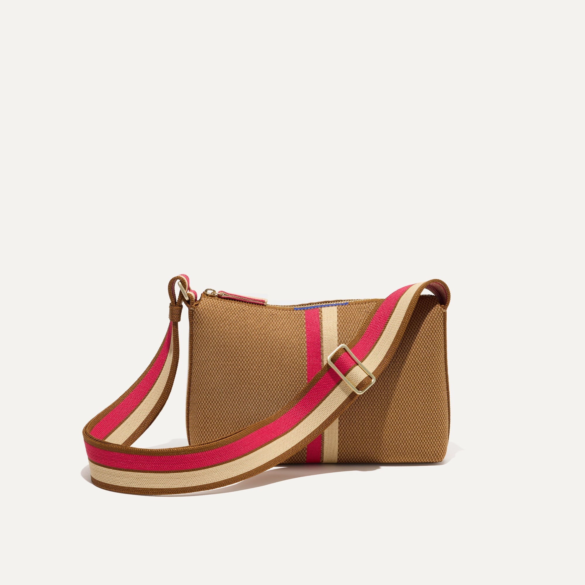 PLP |The Casual Crossbody in Hazelnut Stripe, shown from the front.