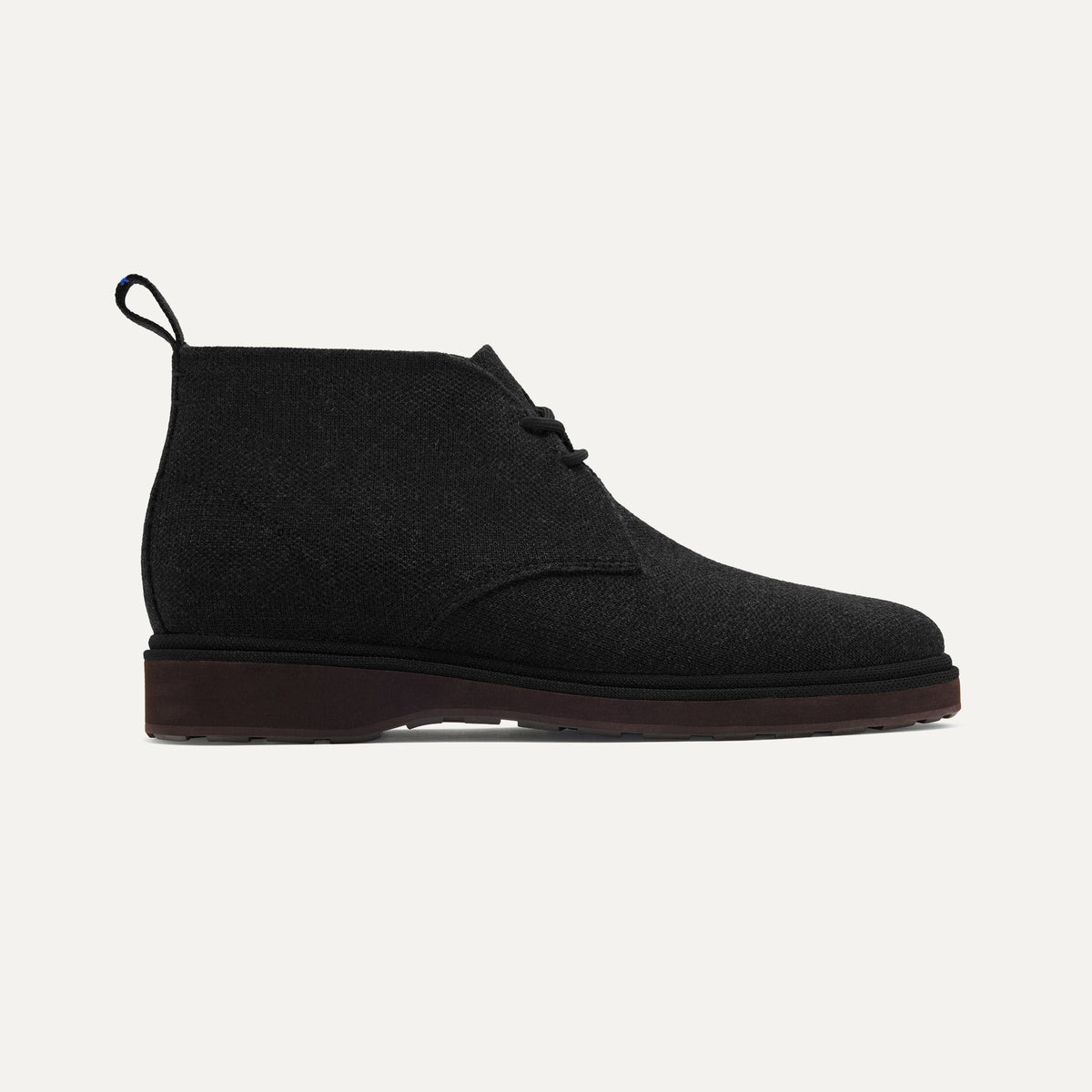 The Chukka Boot in Black shown from the side.