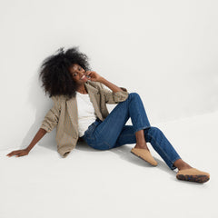 Alternate view of a model wearing The Casual Clog in Butternut.