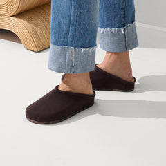hover | Model wearing The Casual Clog in Chestnut.