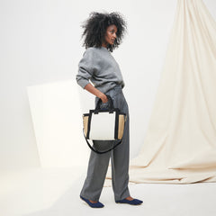 Alternate view of a model wearing The Point II in Deep Navy.