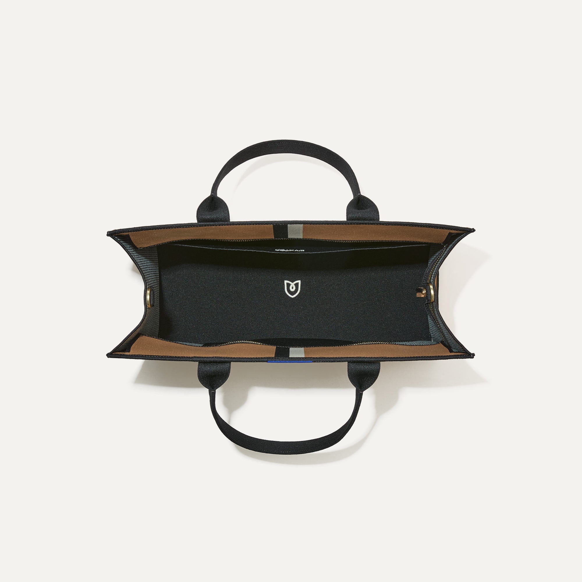 The Classic Tote in Grand Piano, shown from above, with the interior exposed.