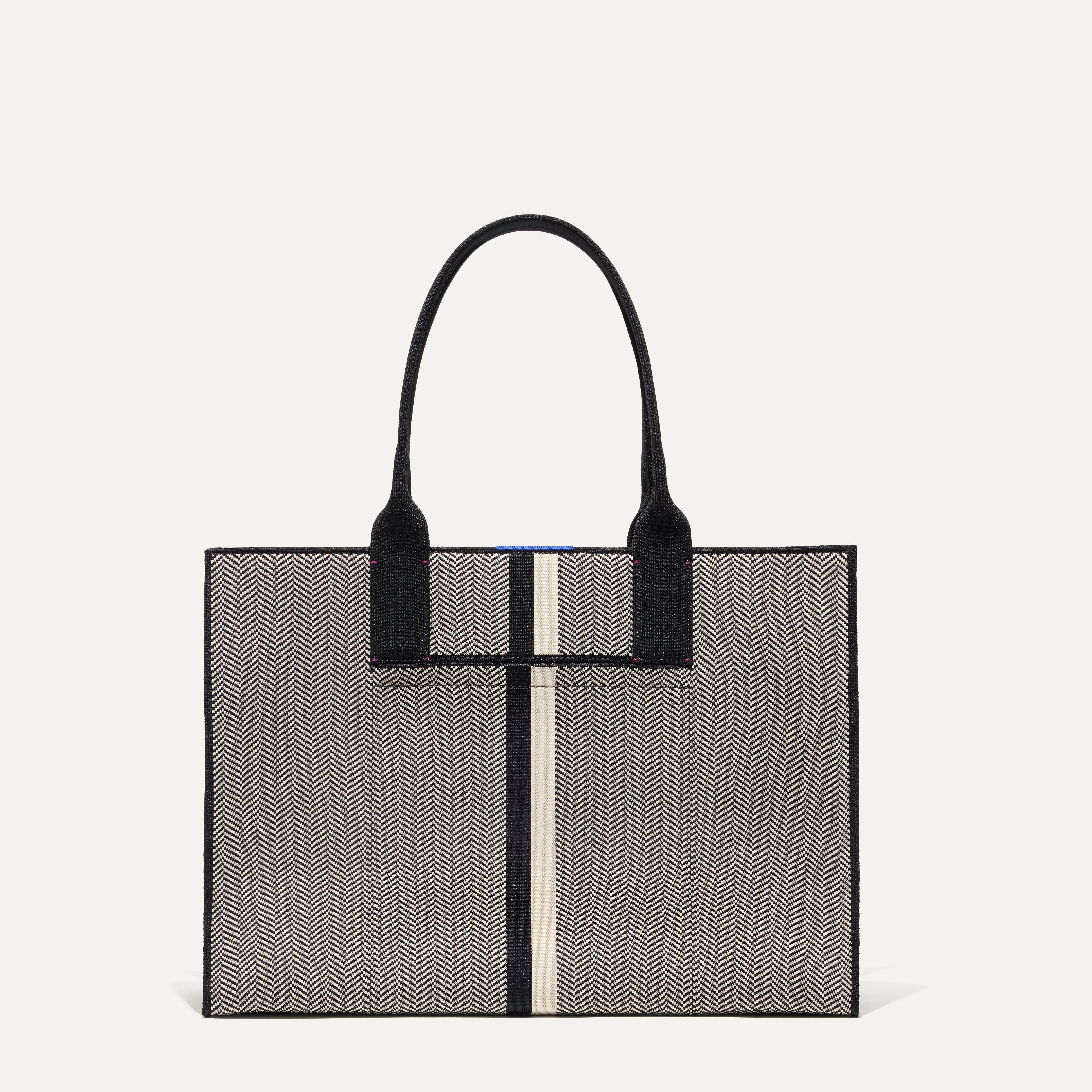 PLP |The Classic Tote in Mist Herringbone, shown from the front. 
