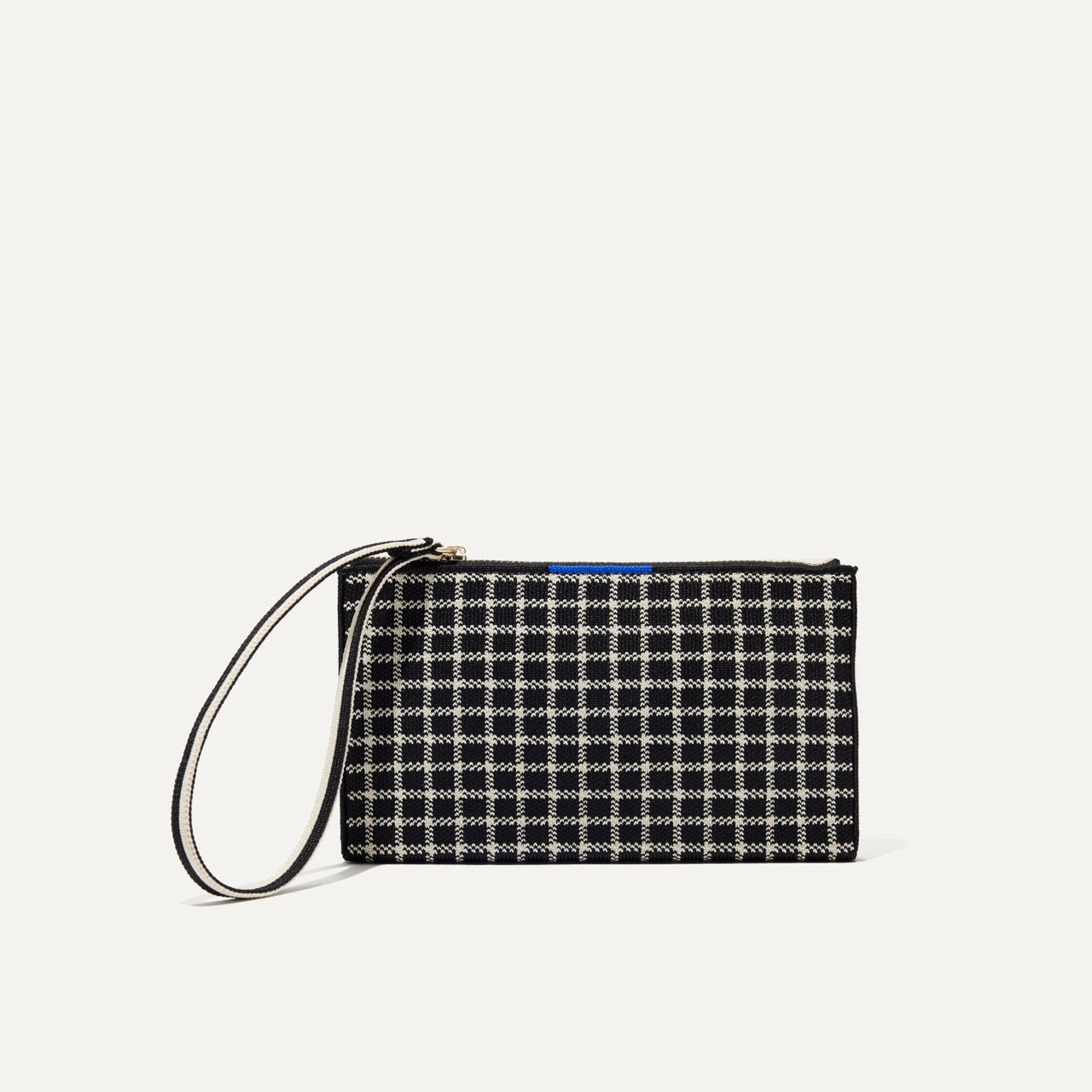PLP |The Wallet Wristlet in Black and Ivory Grid, shown from the front.