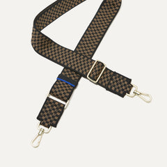 A close-up of The Crossbody Strap in Night Song, focusing on the end snap hooks and sliding buckle.