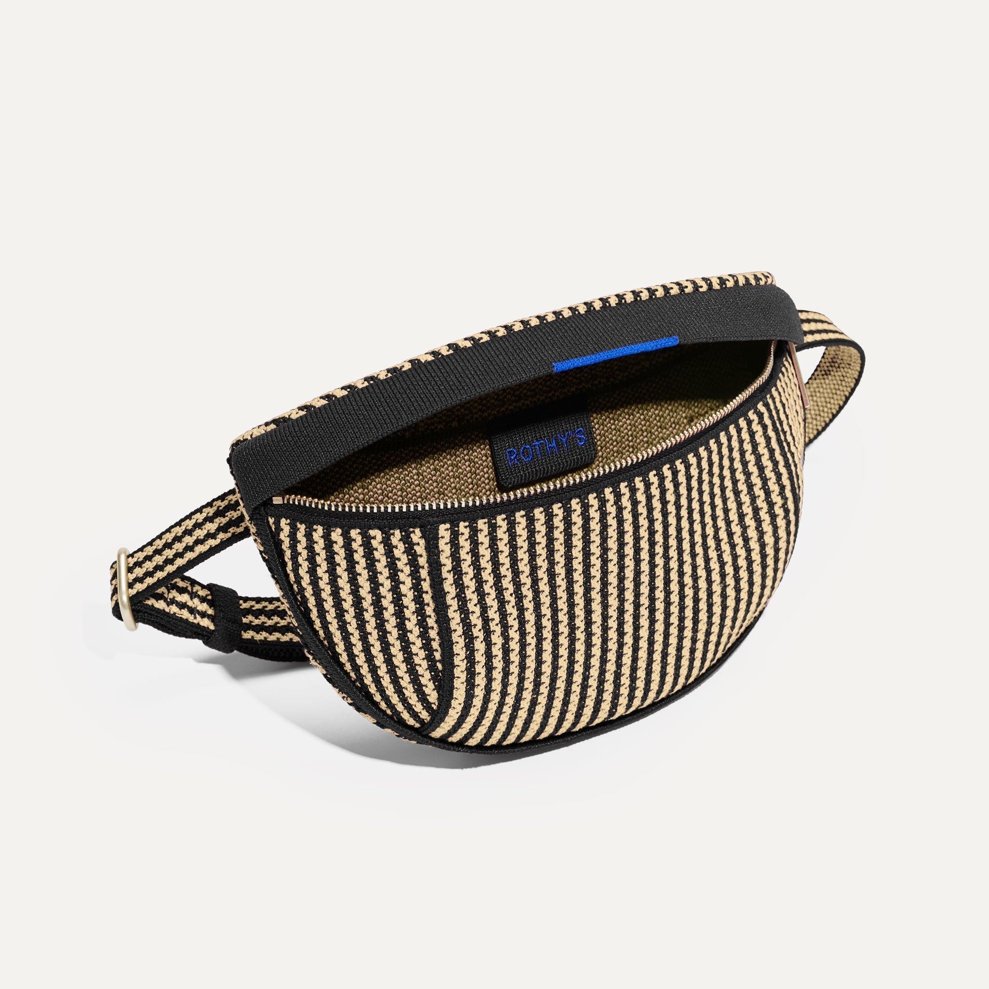 The Casual Sling in Toffee Stripe shown open from the top in diagonal view.