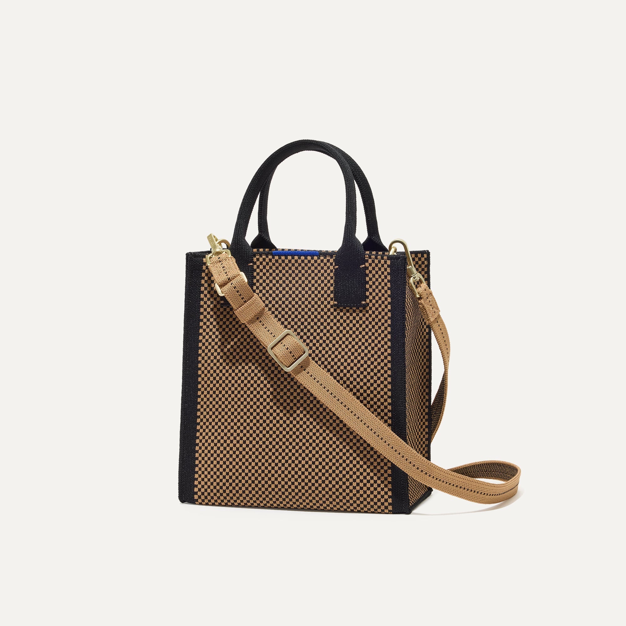 PLP |The Petite Classic Tote in Wren Micro Check shown from the front.