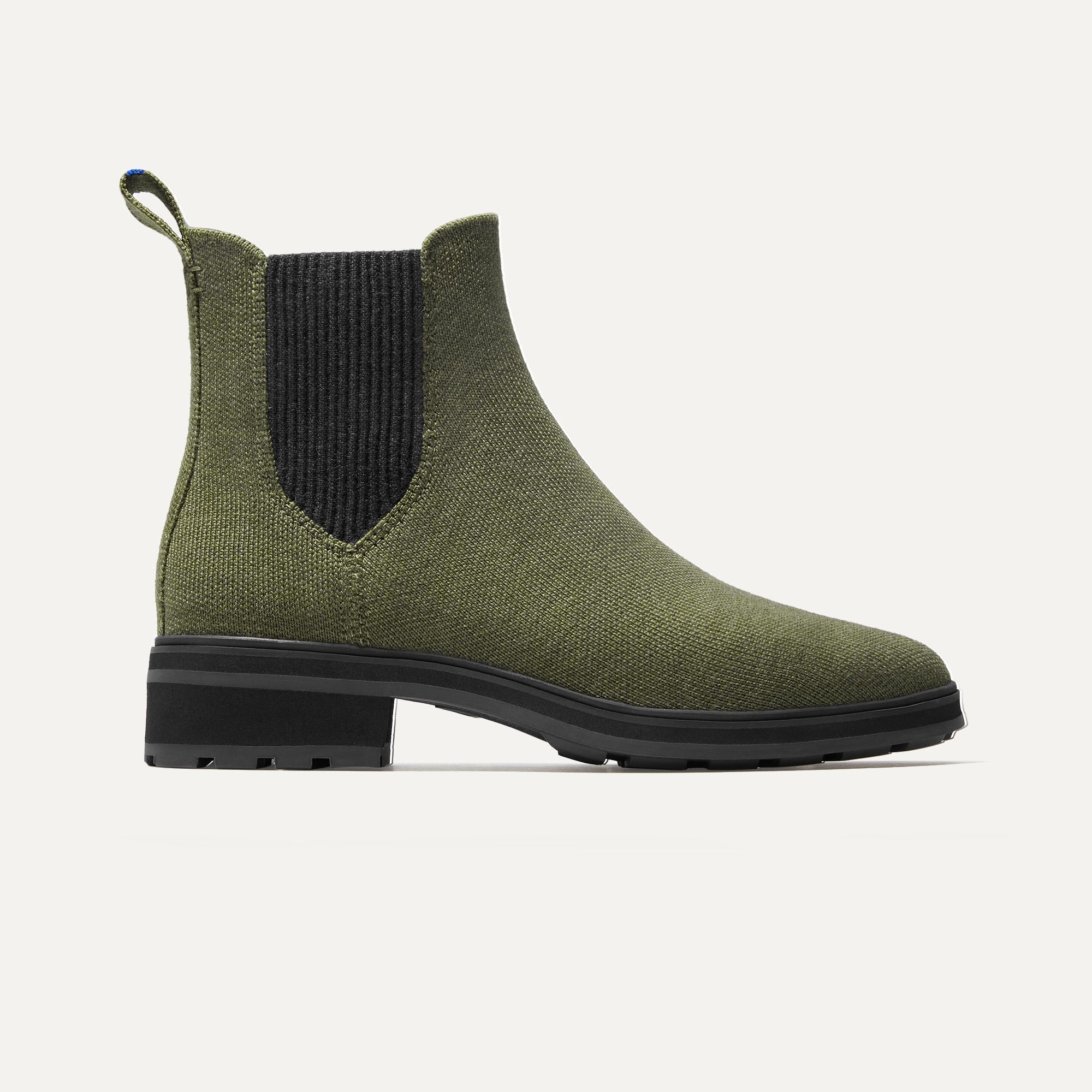 The Lug Boot in Forest shown from the side.