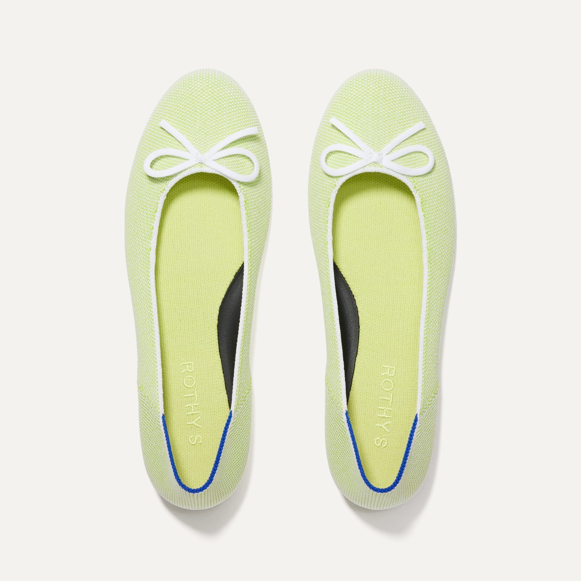 The Ballet Flat in Chartreuse shown from the top.
