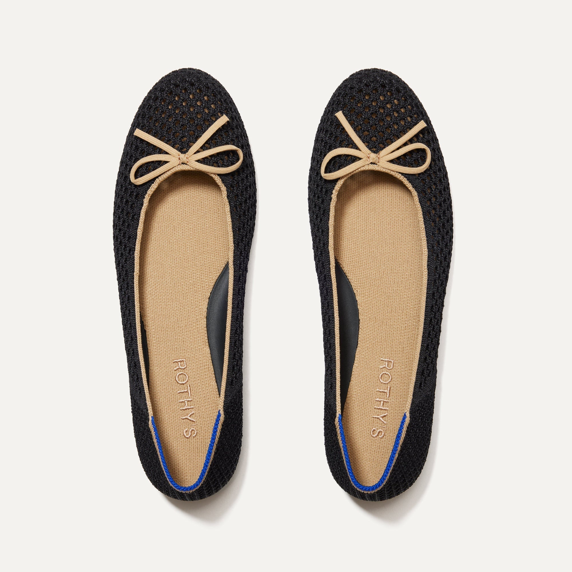 The Ballet Flat in Noir Mesh shown from the top.