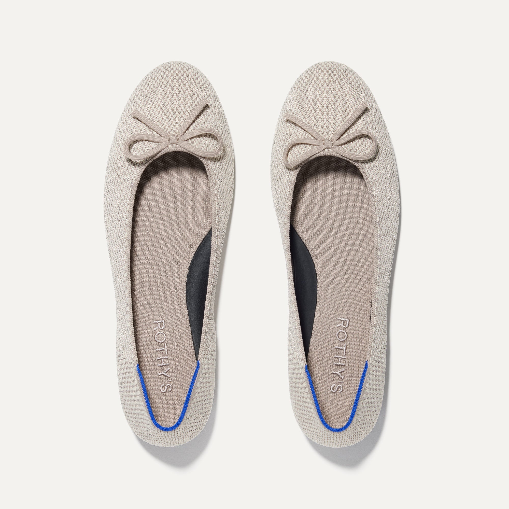 The Ballet Flat in Platinum Metallic shown from the top.