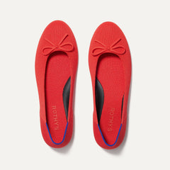The Ballet Flat in Glamour Red shown from the top.