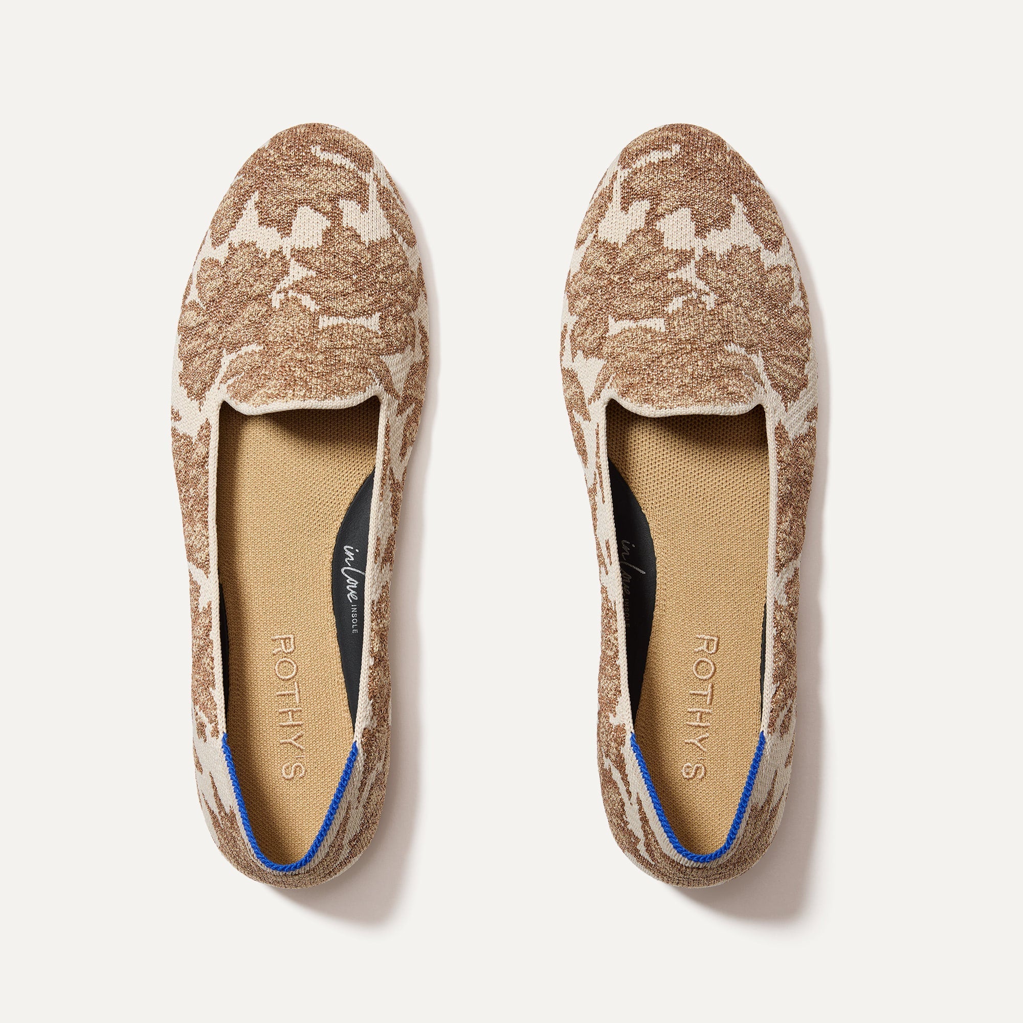 The Lounge Loafer in Gold Chantilly shown from the top.