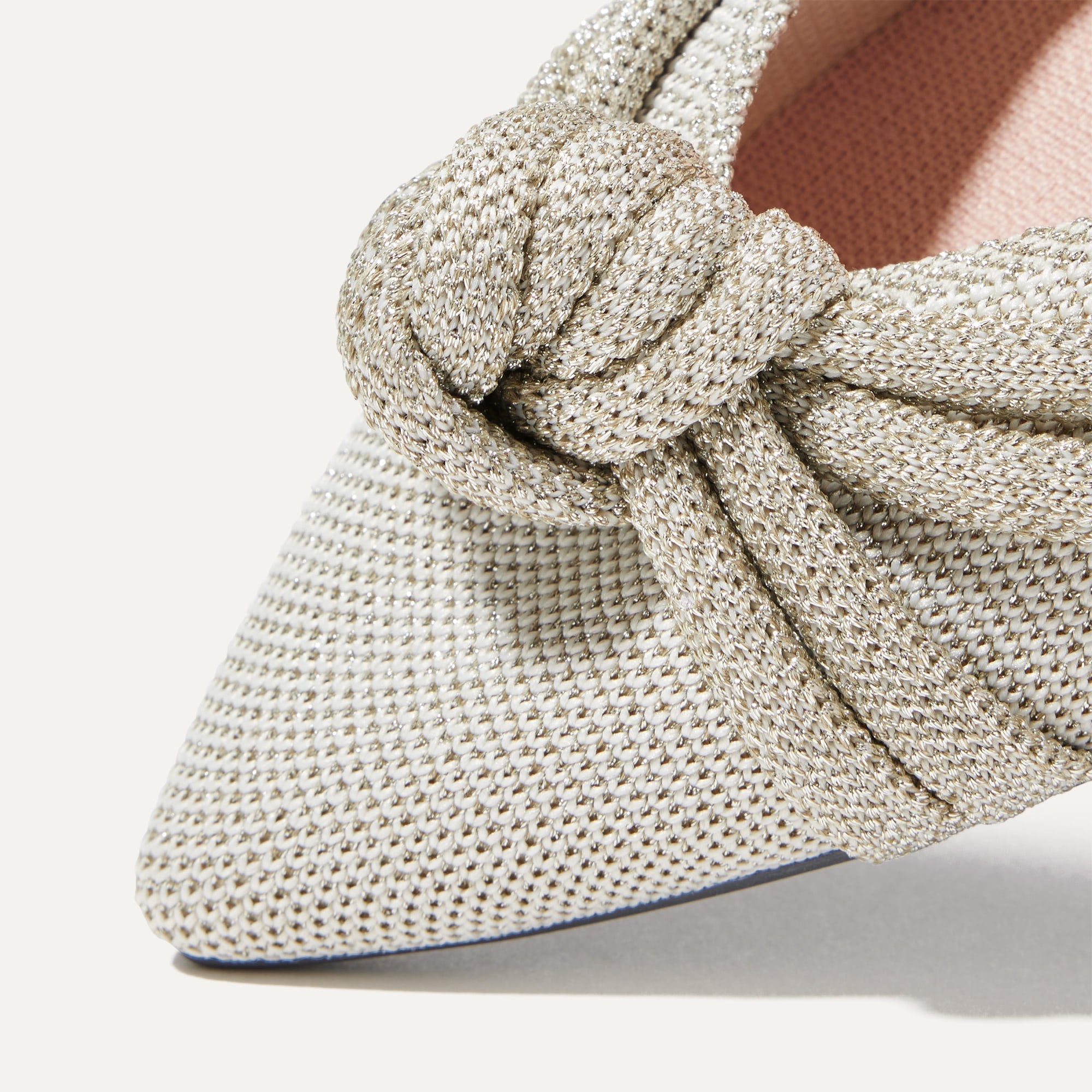 Close up of the toe and vamp of The Knot Point II in Diamond Metallic.