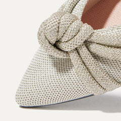 Close up of the toe and vamp of The Knot Point II in Diamond Metallic.