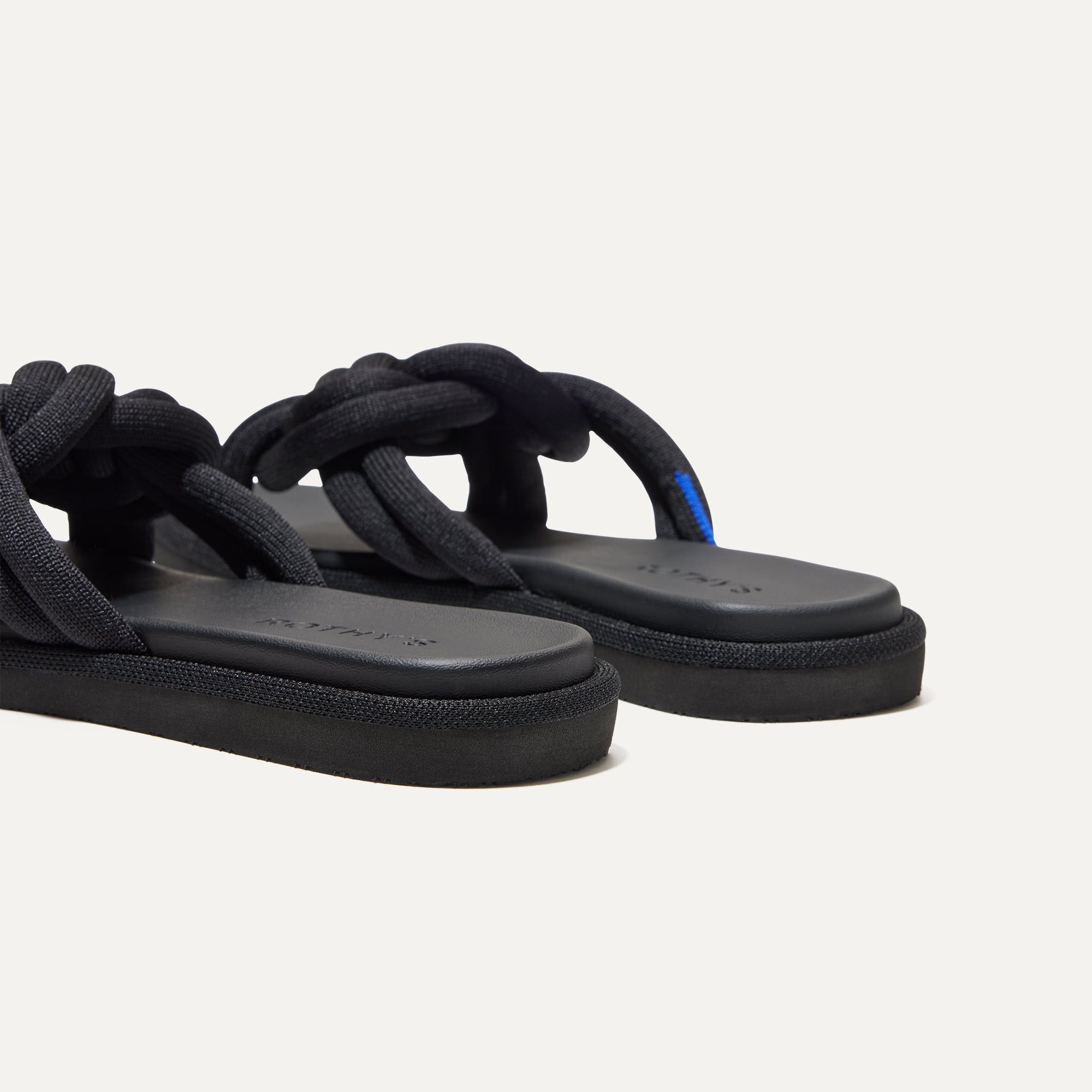 Close up of the heel of The Summer Sandal in Black.