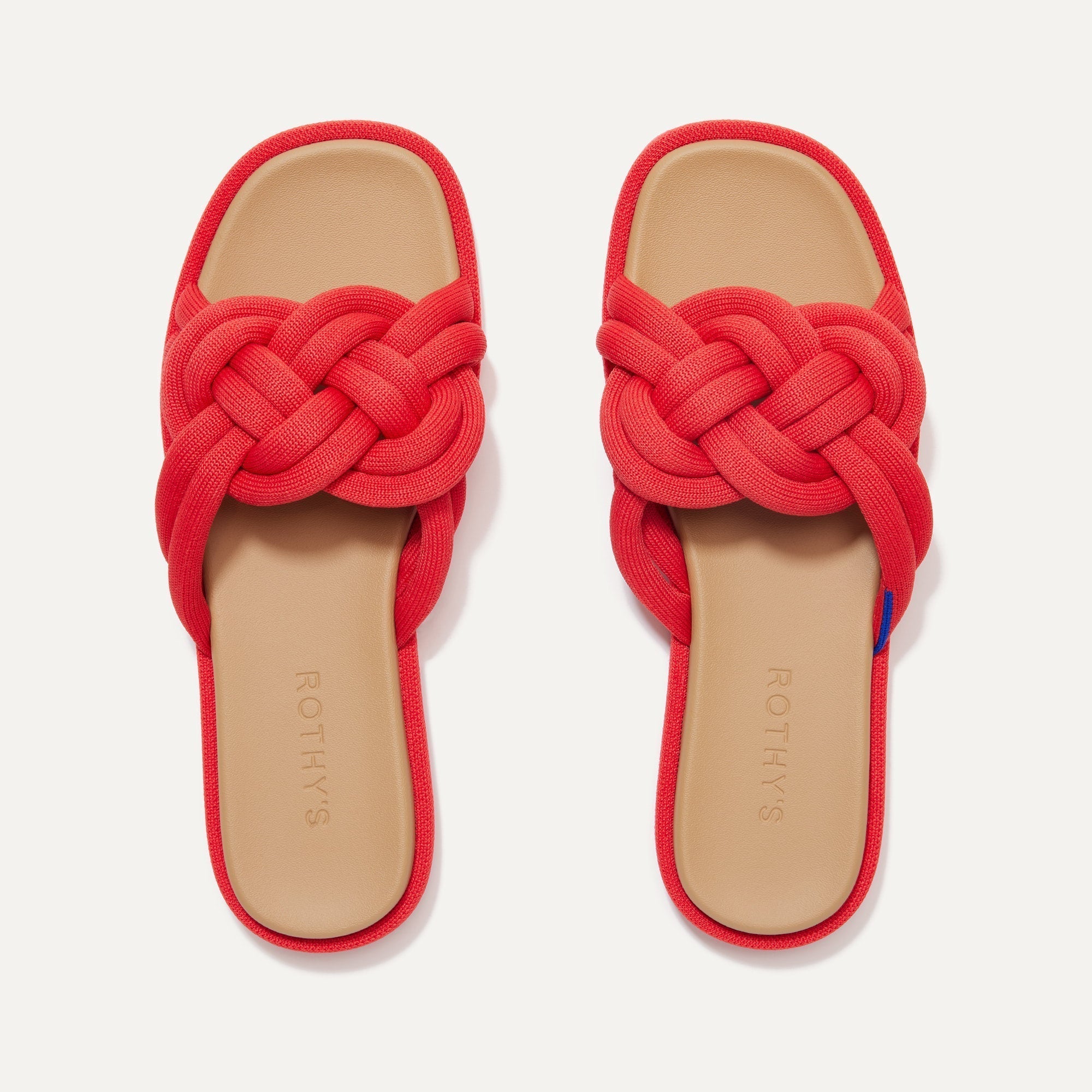 The Summer Sandal in Red Hot shown from the top.