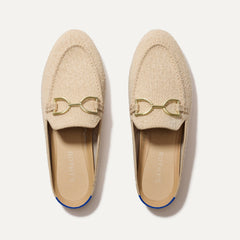 The Double Bit Loafer Mule in Bunny Bouclé shown from the top.