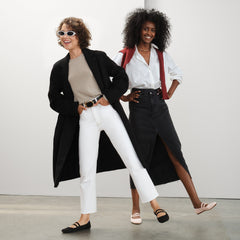 Alternate view of a model wearing The Double Buckle Mary Jane in Ballerina.