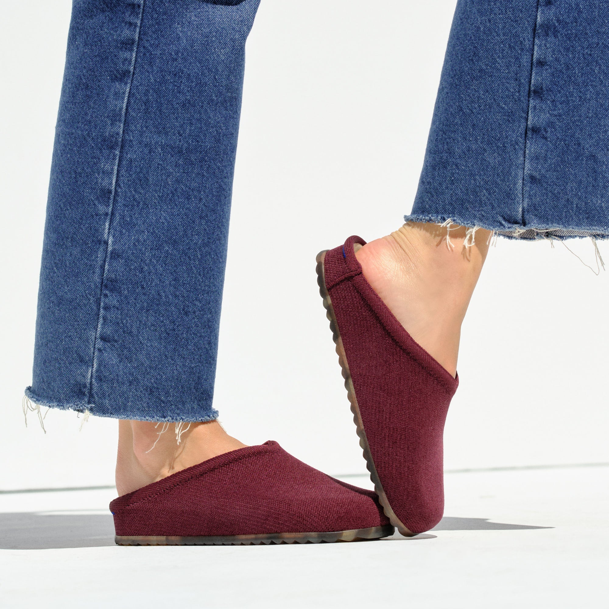 hover | Model wearing The Casual Clog in ReVelvet Syrah.