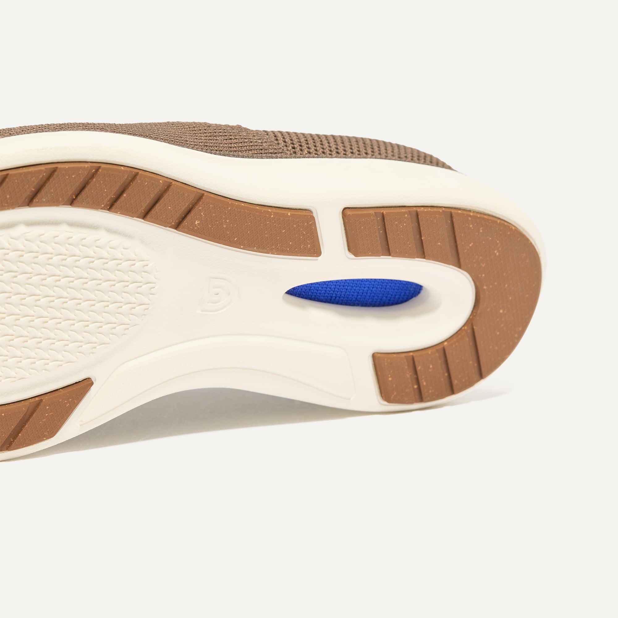 Outsole of The Oxford in Portobello shown from below, in diagonal view. 