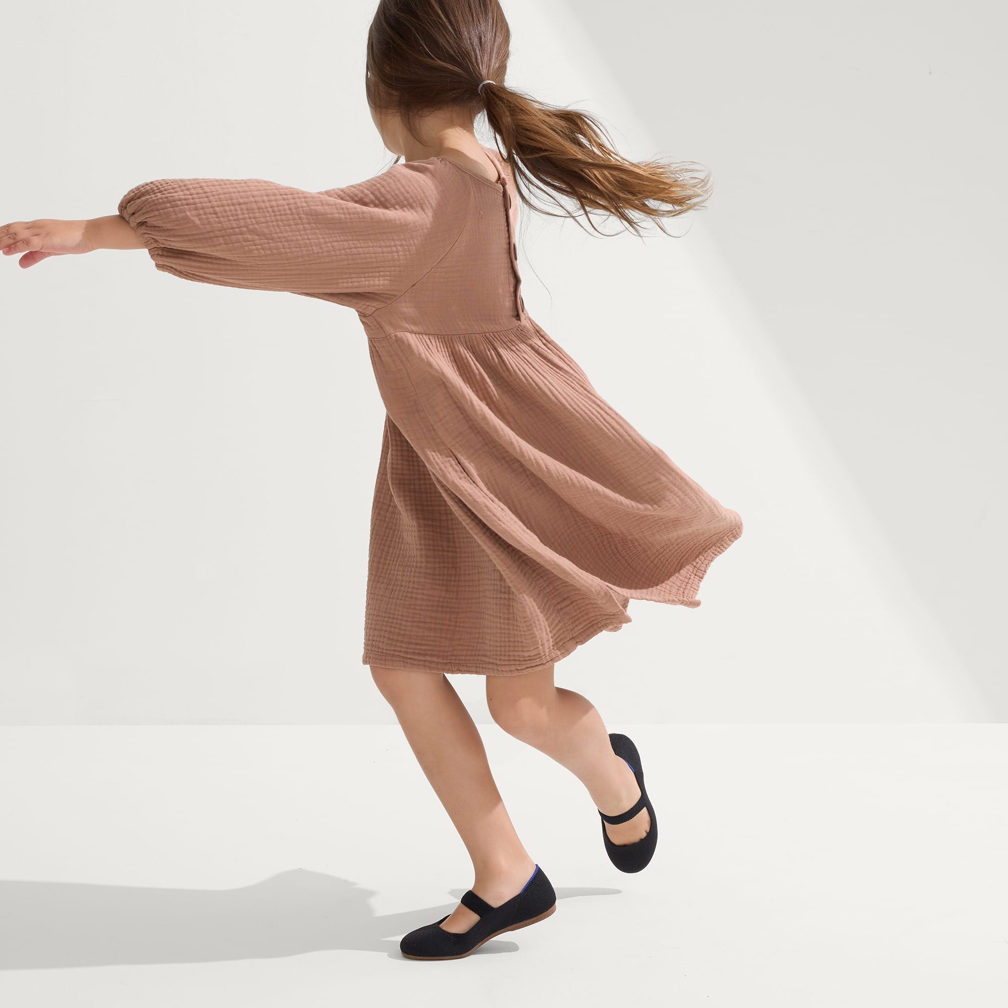 Alternate view of a model wearing The Kids Mary Jane in Black.