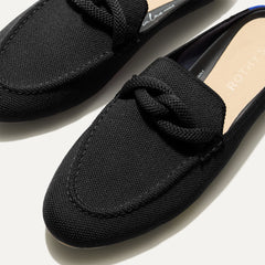 Close up of the toe and vamp of The Loafer Mule in Black.