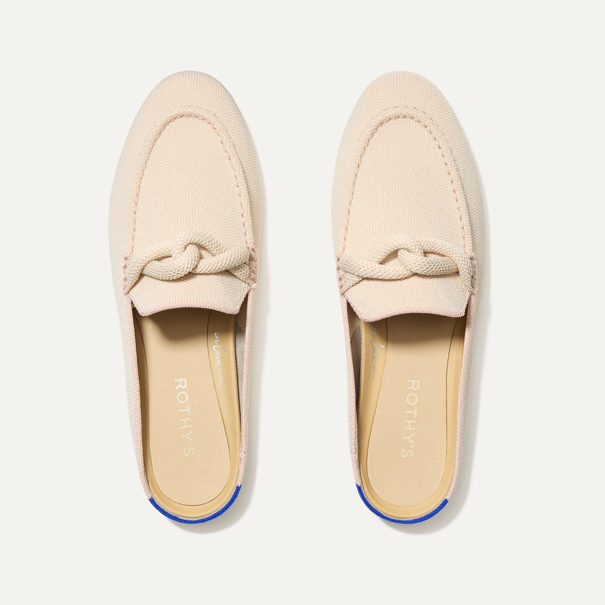 The Loafer Mule in Blush Pink shown from the top.