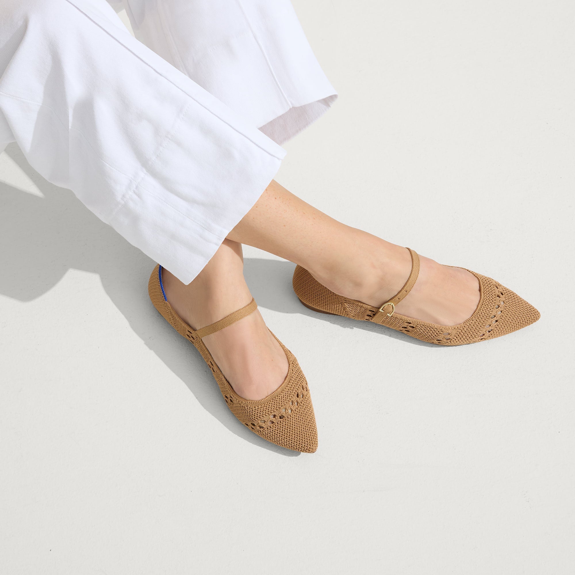 hover | Model wearing The Point Mary Jane II in Wren Crochet.