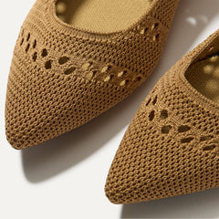 Close up of The Point Mary Jane II in Wren Crochet, shown in diagonal view. 