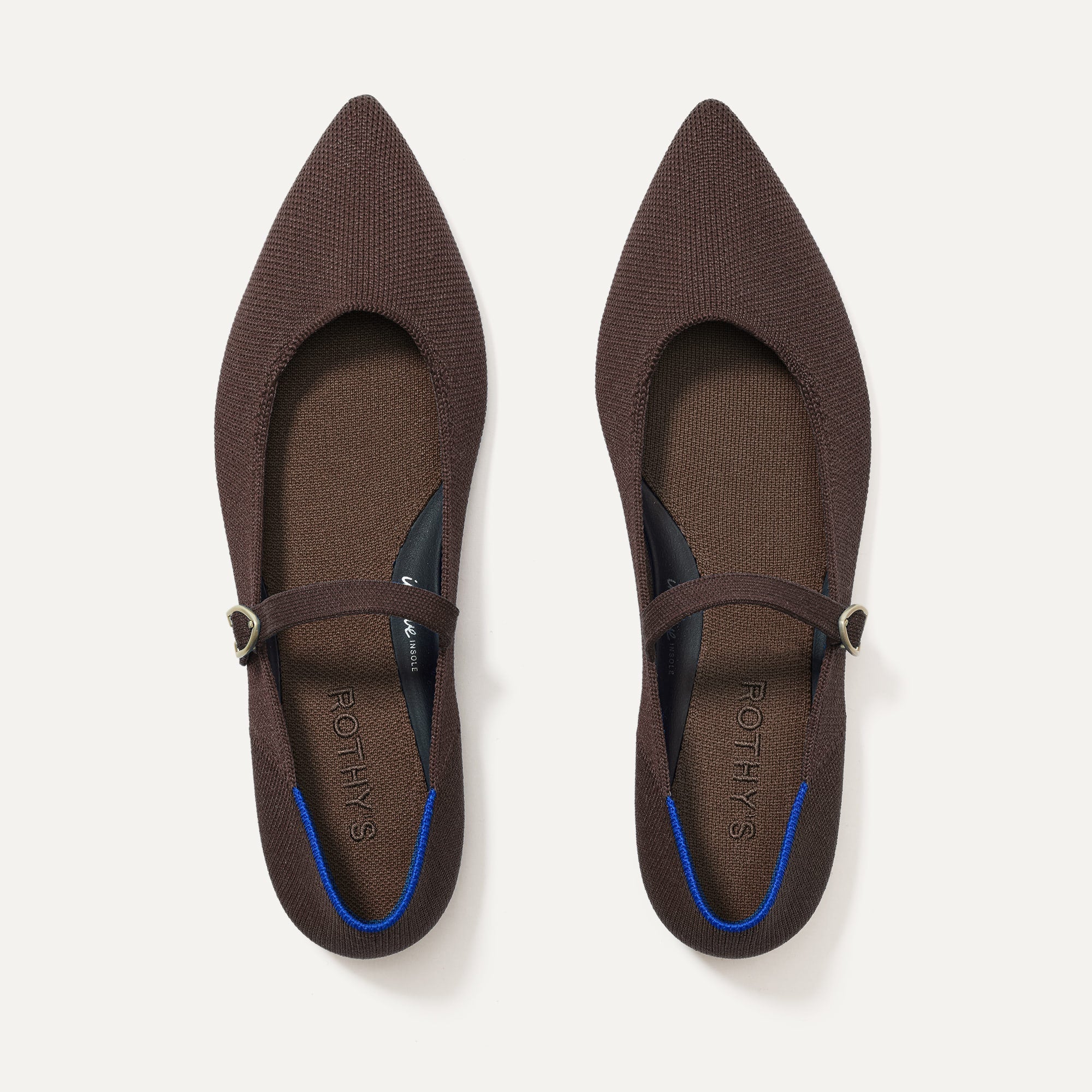 The Point Mary Jane II in Chocolate shown from the top.