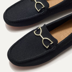 Close up of the toe and hardware of The Double Bit Driver in Black.