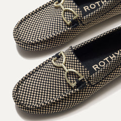 Close up of the toe and hardware of The Double Bit Driver in Classic Micro Check.