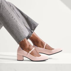 hover | Model wearing The Mary Jane Heel in Ballerina.