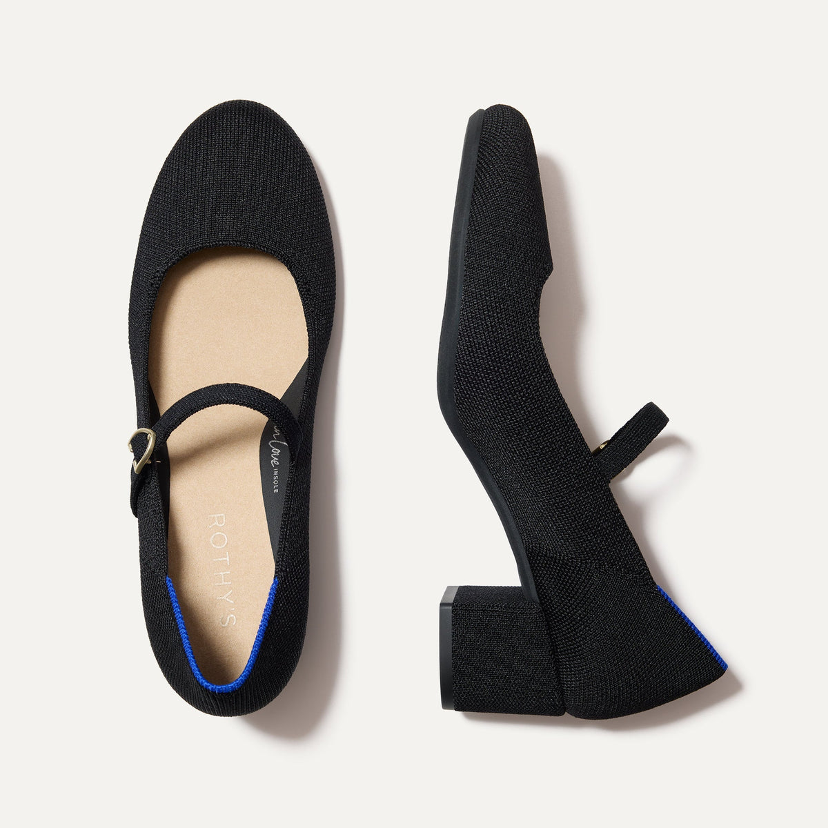 The Mary Jane Heel in Black shown from the top.