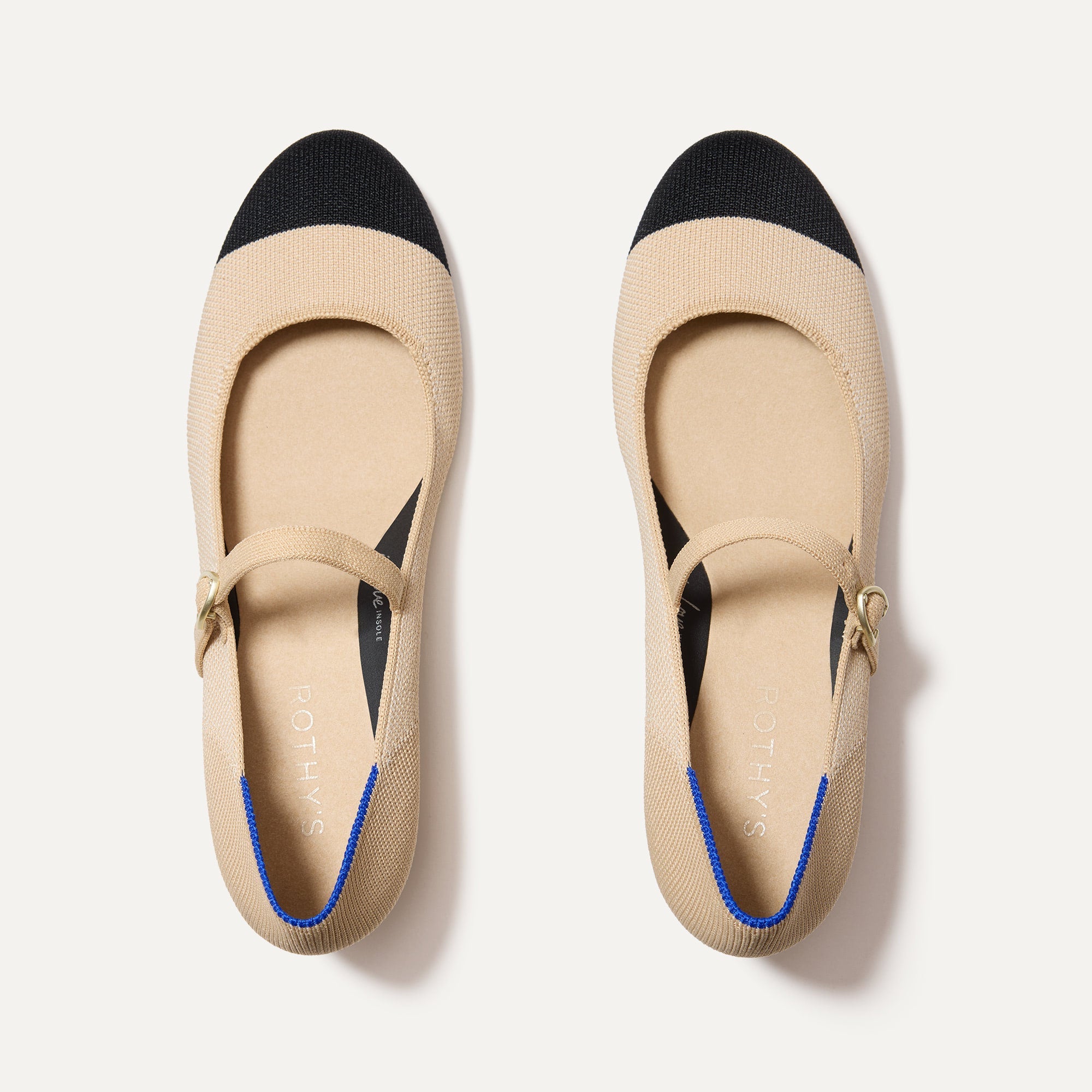 The Mary Jane Heel in Cream Captoe shown from the top.