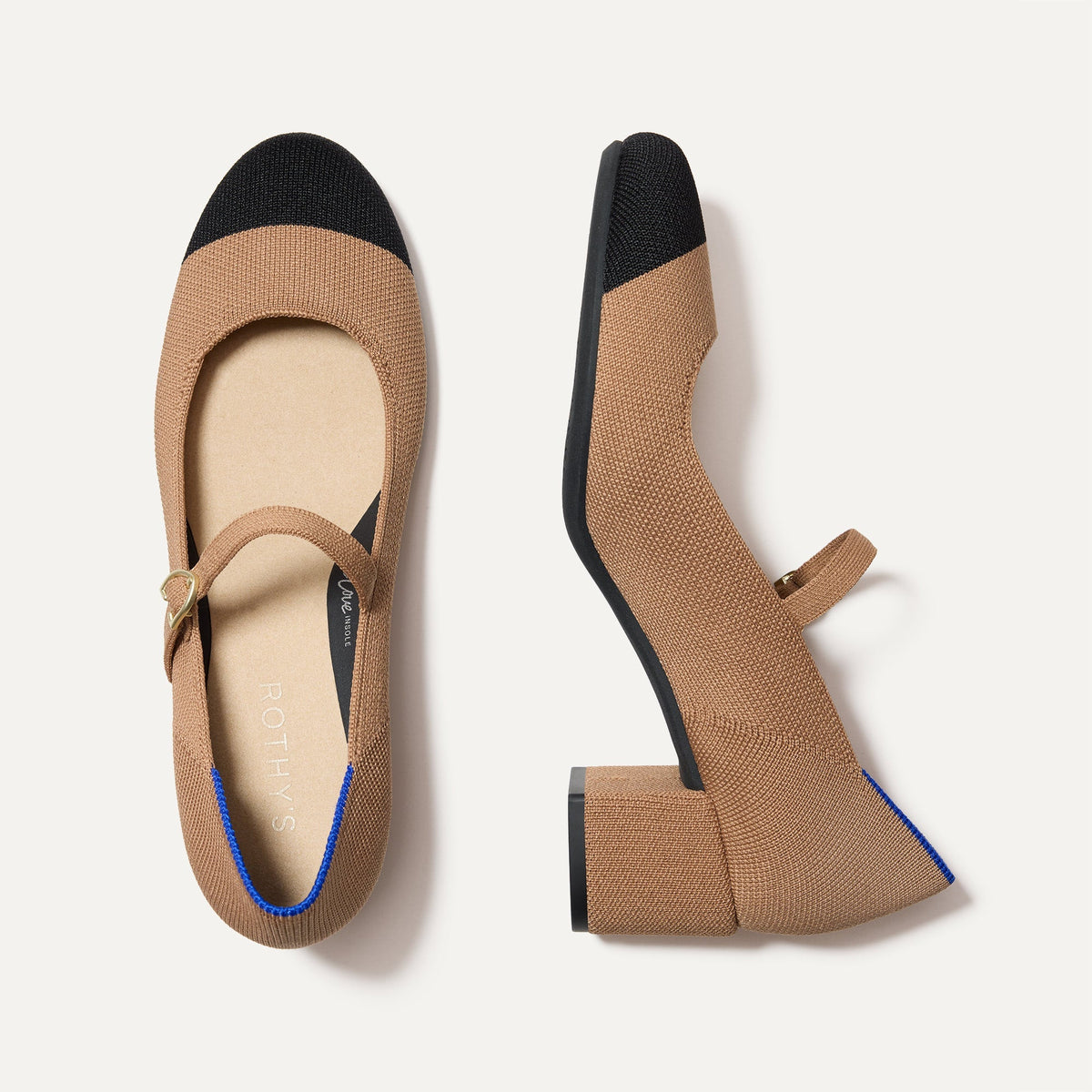 The Mary Jane Heel in Wren Captoe shown from the top.