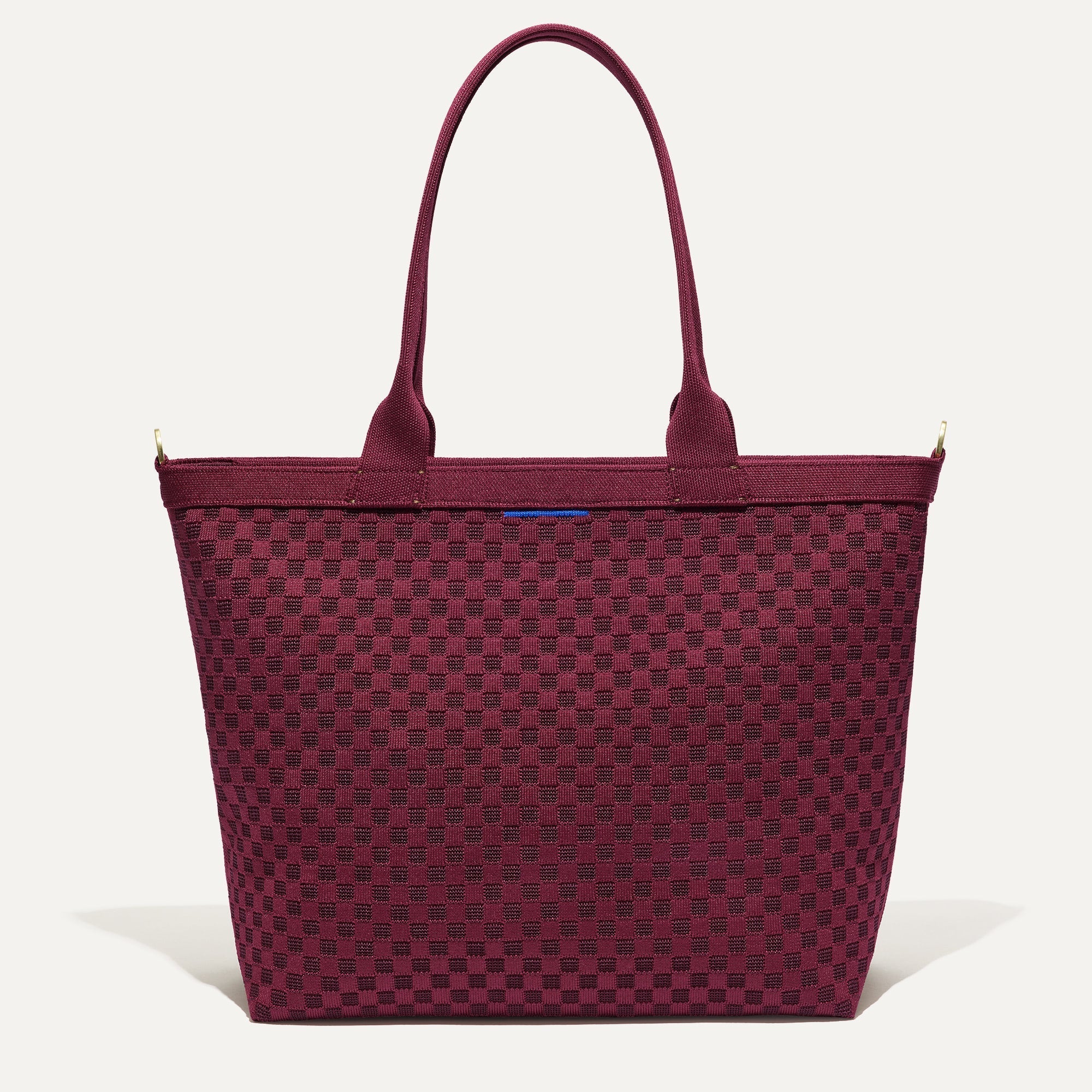 PLP |The Lightweight Zip Tote in Cabernet Check shown from the front.