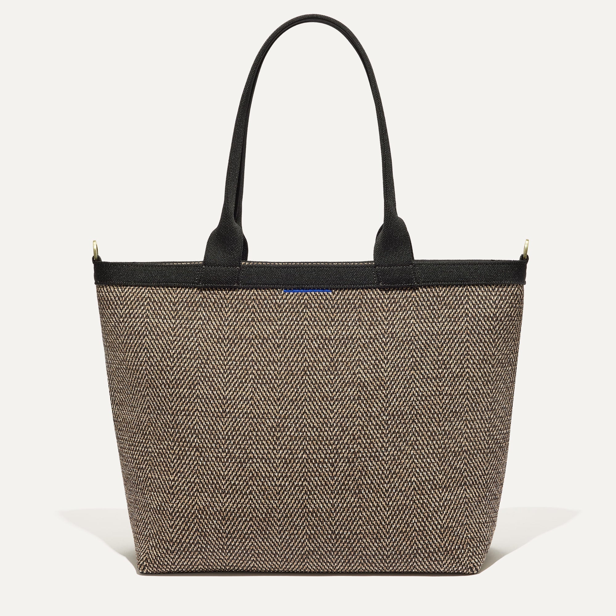 PDP |The Lightweight Zip Tote in Cacao Herringbone shown from the front.